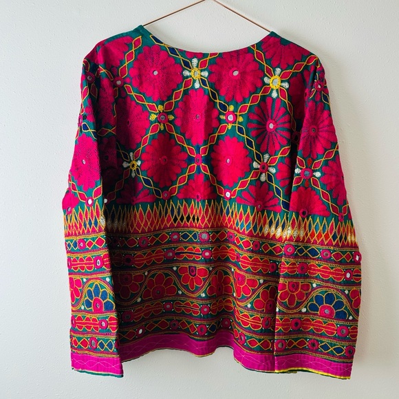 Indian handmade embroidery jacket Bohemian Mirror Work Ethnic Floral - Picture 10 of 12